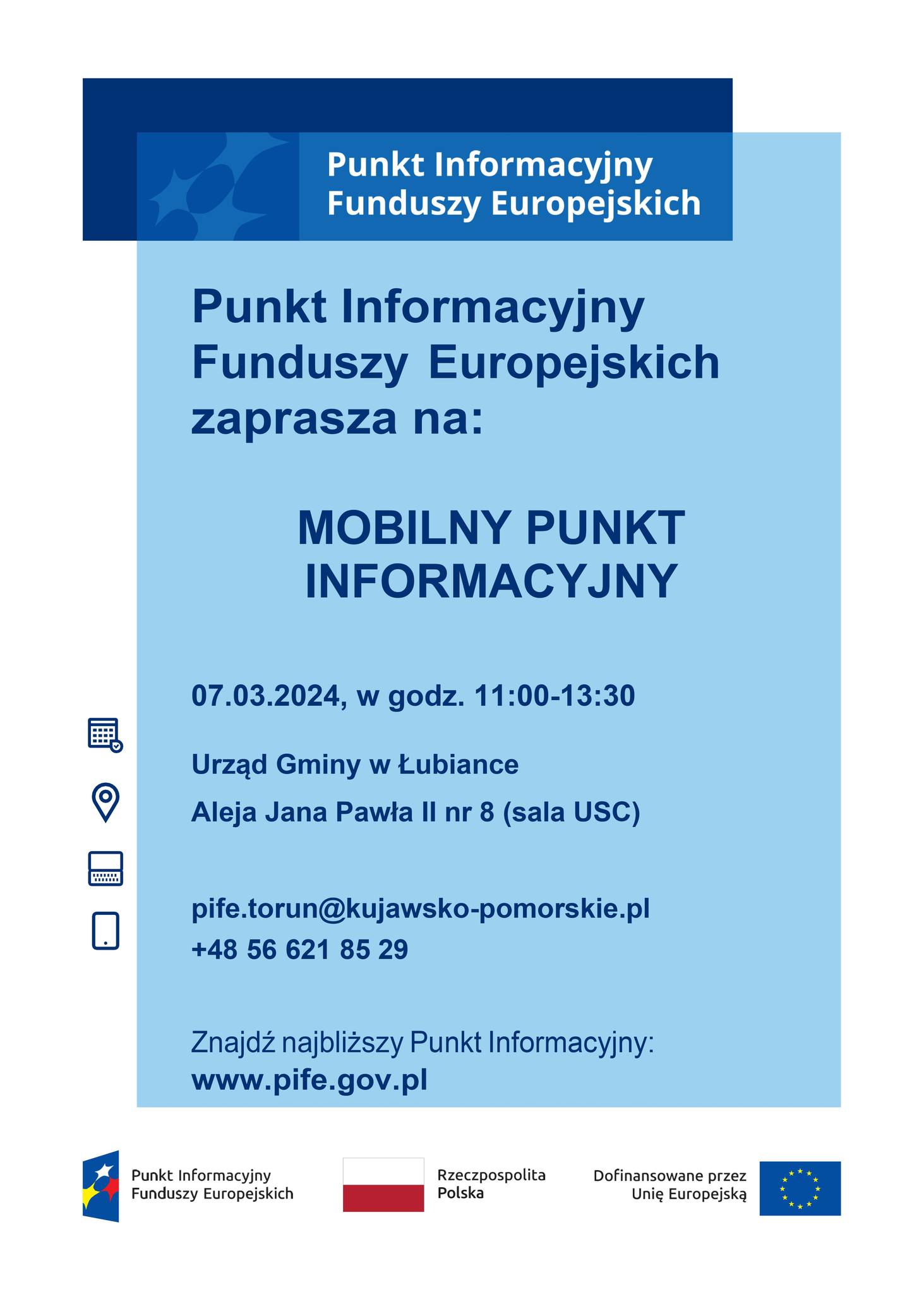 Mobilny Punkt Informacyjny Funduszy Europejskich - 07.03.2024 r.